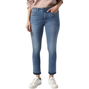 NYDJ Womens Marilyn Blue Raw Hem Cotton Ankle Jeans Plus NWT